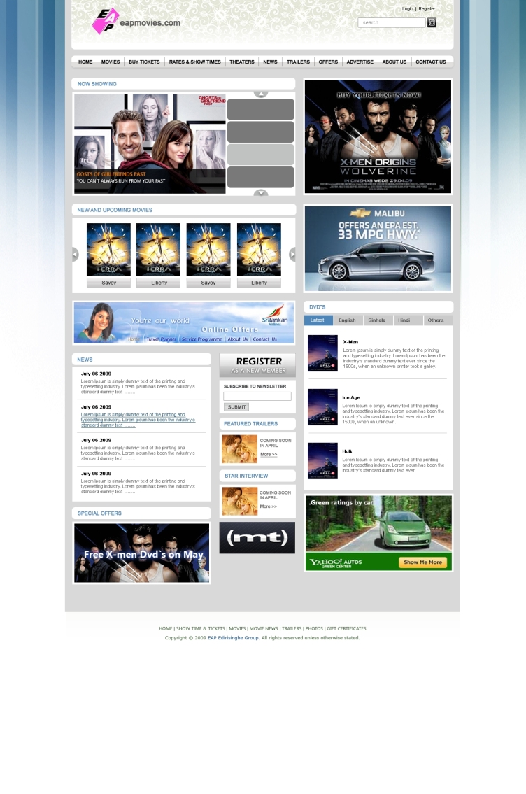 EAP Films and Theaters – Movie tickets booking and entertainment portal